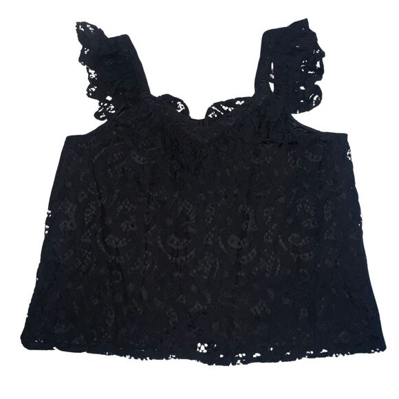 Torrid Blouse Womens 0X Black Lacy Ruffles Whimsygoth Fairygoth Coquette Top - Picture 2 of 16